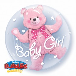 24" Baby Pink Bear Double Bubble