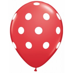 11" Big Polka Dots (White) Red 50Ct