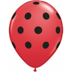 11" Big Polka Dots (Black) Red 50Ct