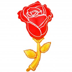 30" Red Rose Gold Stem Balloon